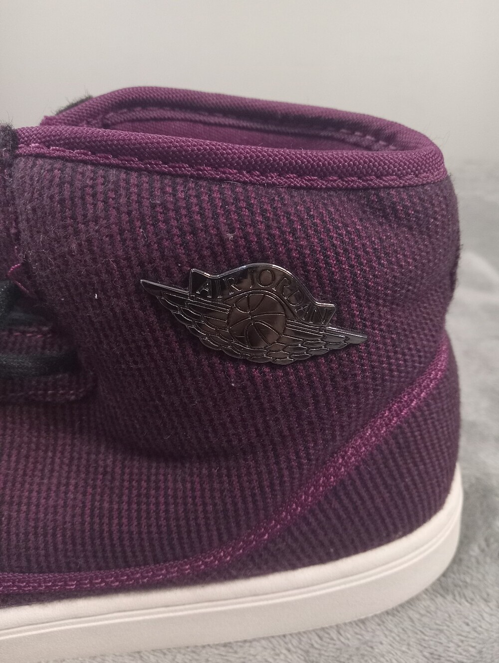 Jordan Women's High-Top Canvas Sneakers in Deep Plum Size 6.5 - Picture 10 of 11